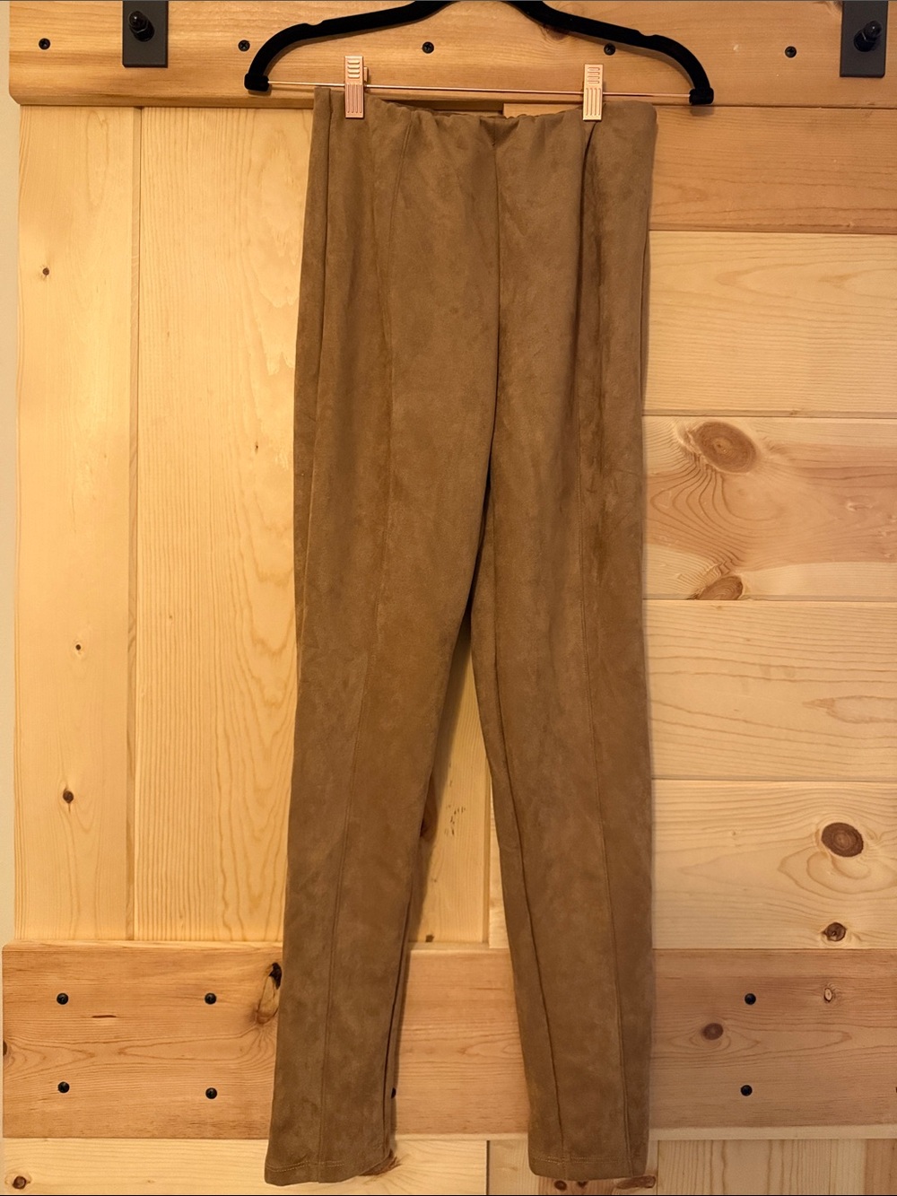 Fashion Nova Suede-Look Chinos in Tan